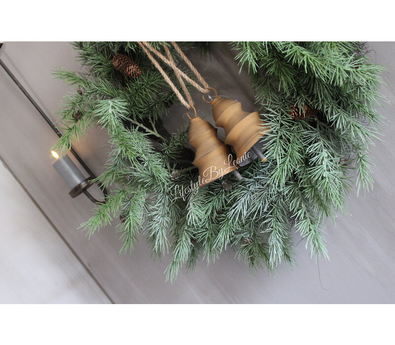 Roestige kerstklok hanger 16,5 cm