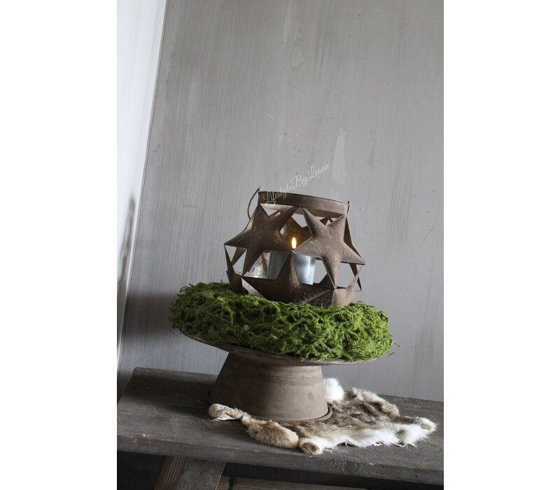 Roestig plateau op voet 42 x 15 cm