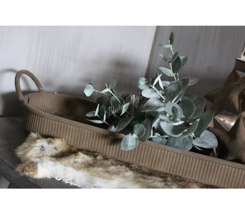 Roestig langwerpig dienblad Belly 69 cm