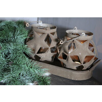 Roestig windlicht Star ball 18 cm