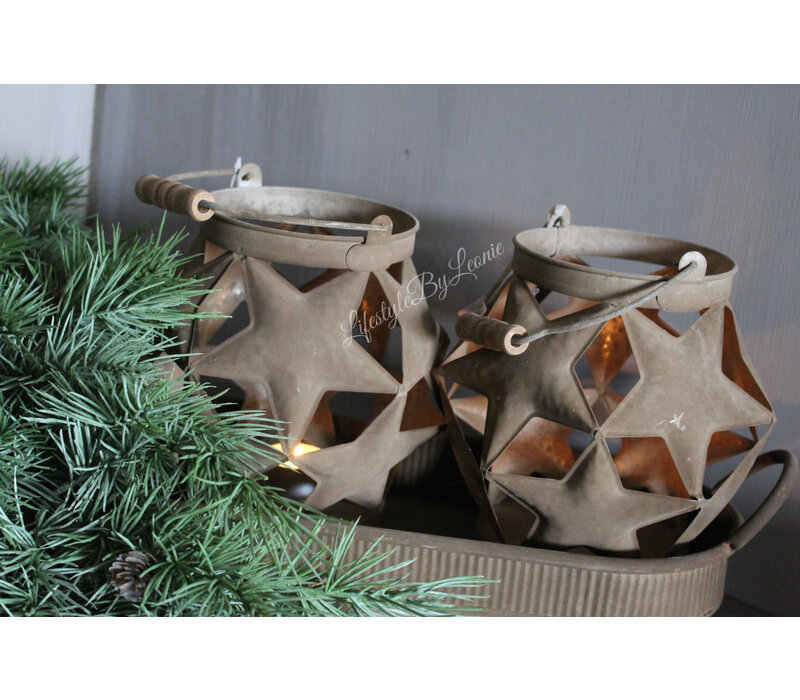 Roestig windlicht Star ball 18 cm