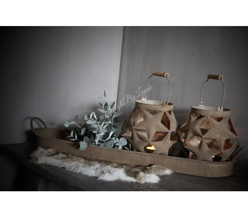 Roestig windlicht Star ball 18 cm