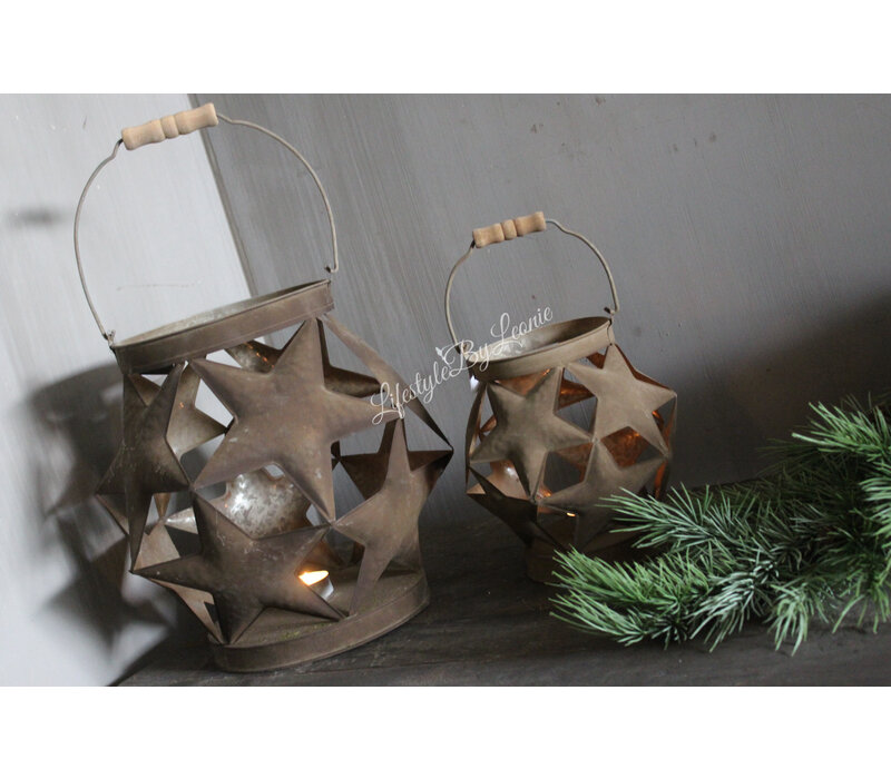 Roestig windlicht Star ball 27 cm