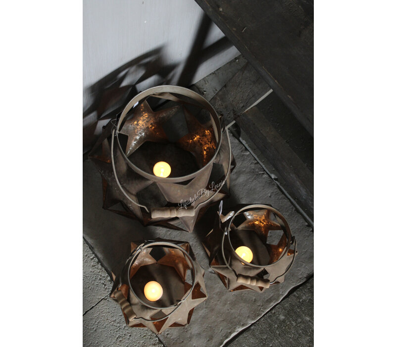 Roestig windlicht Star ball 27 cm