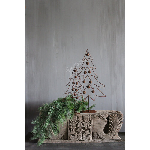 Roestige kerstboom met belletjes 40 cm 
