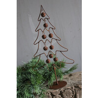 Roestige kerstboom met belletjes 40 cm