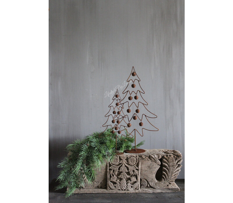 Roestige kerstboom met belletjes 57 cm