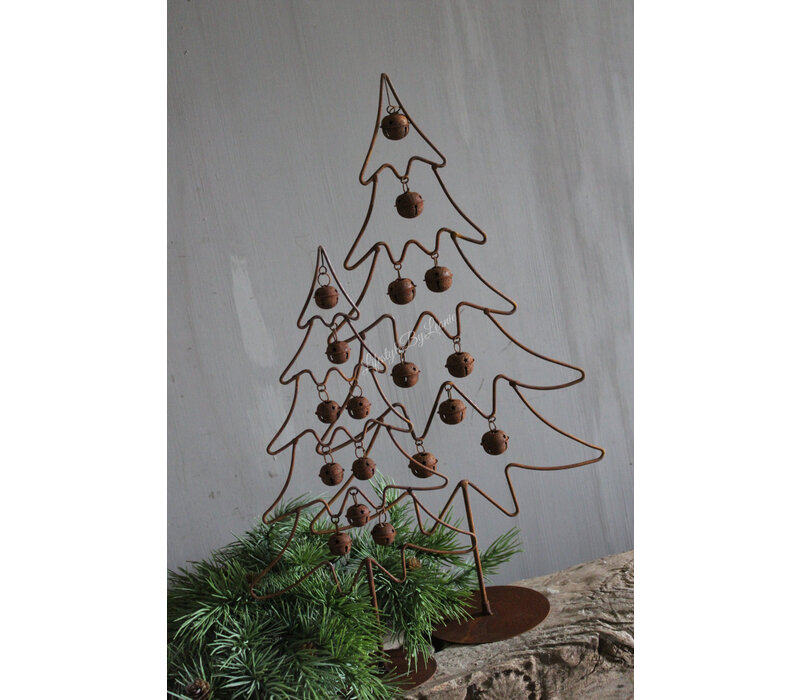 Roestige kerstboom met belletjes 57 cm