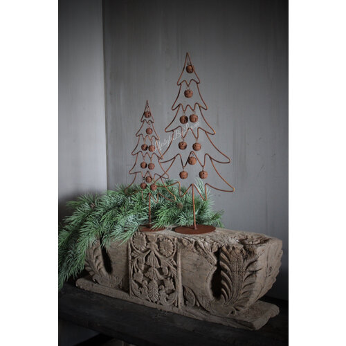 Roestige kerstboom met belletjes 57 cm 