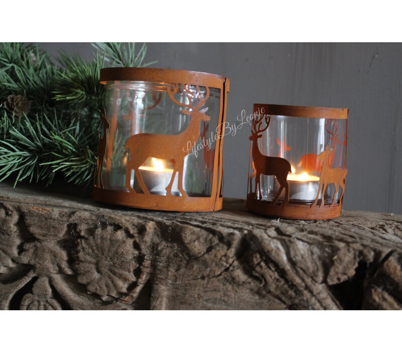 Roestig windlicht Hert 10,5 cm