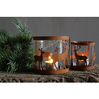 Roestig windlicht Hert 10,5 cm
