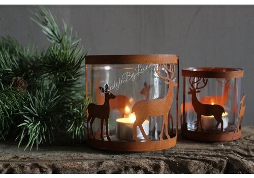 Roestig windlicht Hert 10,5 cm