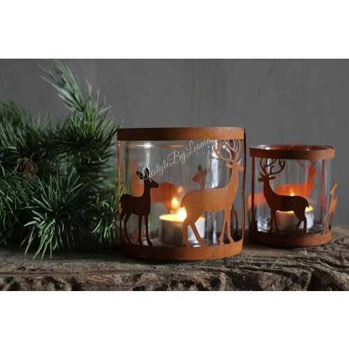 Roestig windlicht Hert 10,5 cm 