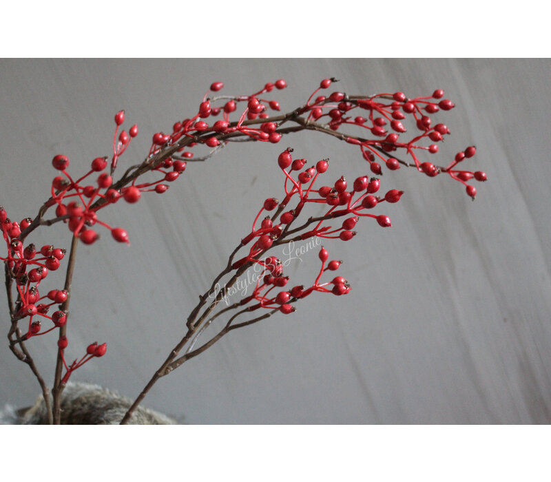 Namaak lange Rozenbottel tak red 100 cm