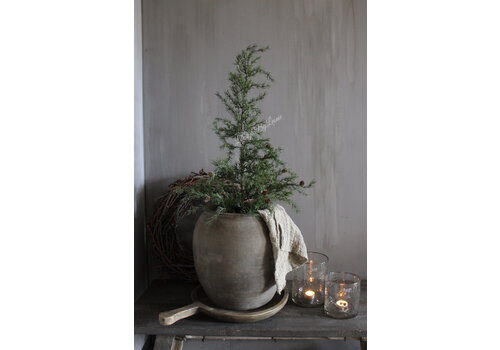 Namaak Larix boom met dennenappeltjes in jute 90 cm