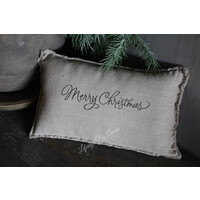 Fijn shabby linnen kussen Merry christmas 45 x 25 cm
