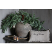 Fijn shabby linnen kussen Merry christmas 45 x 25 cm