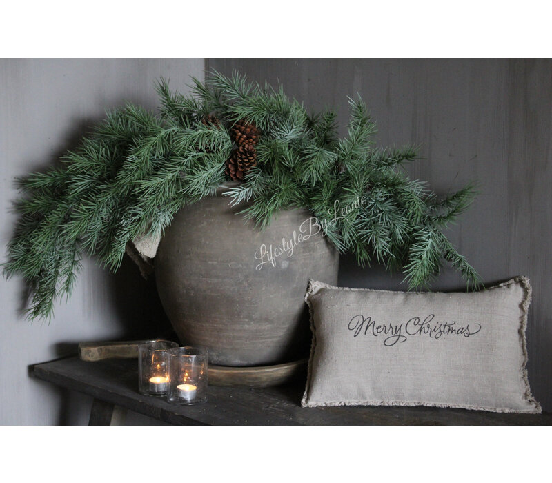 Fijn shabby linnen kussen Merry christmas 45 x 25 cm