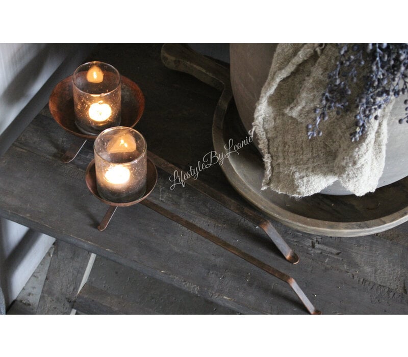 Metalen lepel kaarshouder - set van 2