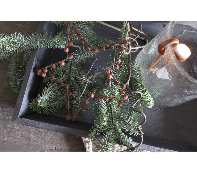 Roestige ster met belletjes 25 cm
