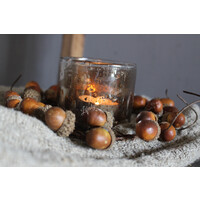Glazen cilinder windlicht bubbels Antique gold 7 cm