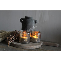 Glazen cilinder windlicht bubbels Antique gold 7 cm