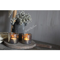 Glazen cilinder windlicht bubbels Antique gold 7 cm