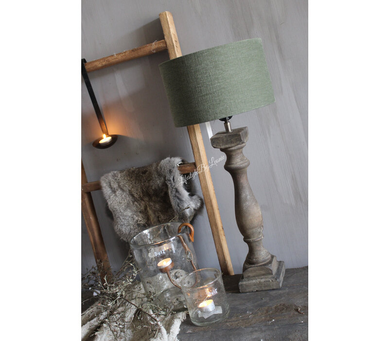 Smalle hoge baluster lampvoet Brown wash 50 cm