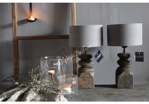 Houten lage baluster lampvoet Tommy 30 cm