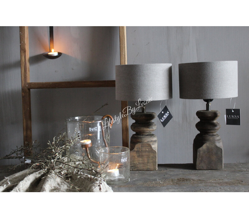 Houten lage baluster lampvoet Tommy 30 cm