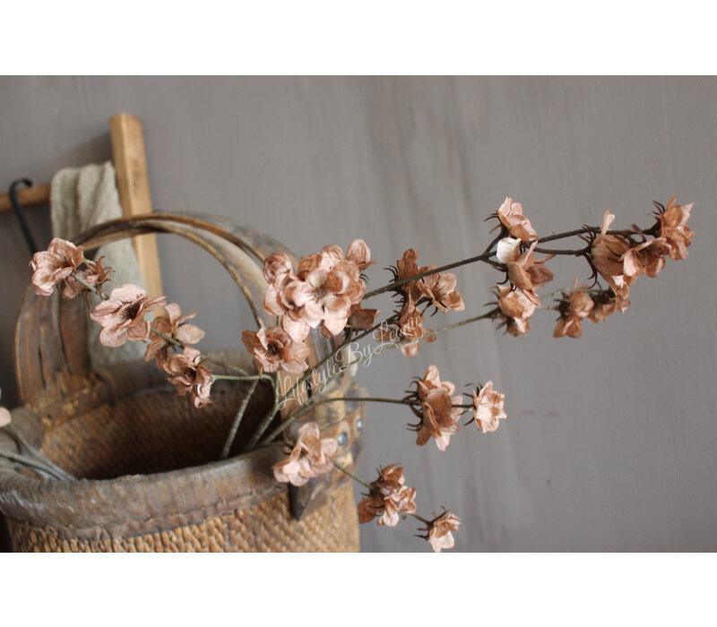 Zijden tak little brown flowers 100 cm