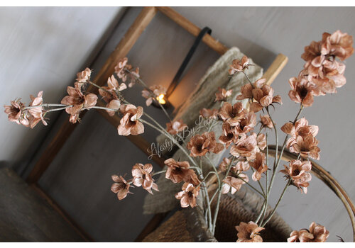 Zijden tak little brown flowers 100 cm