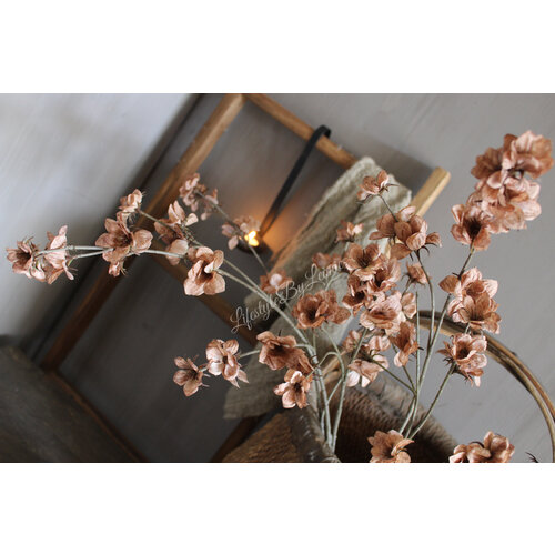 Zijden tak little brown flowers 100 cm 
