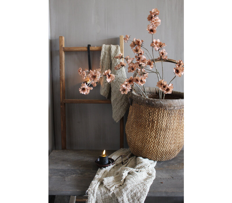 Zijden tak little brown flowers 100 cm