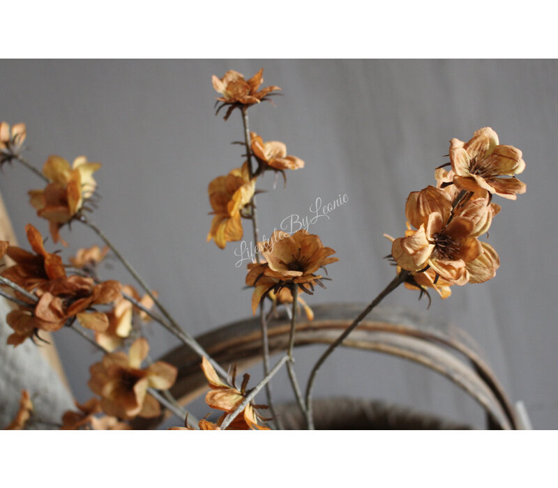 Zijden tak little amber flowers 100 cm