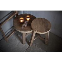 Ronde teakhouten tafel set 40 en 46 cm