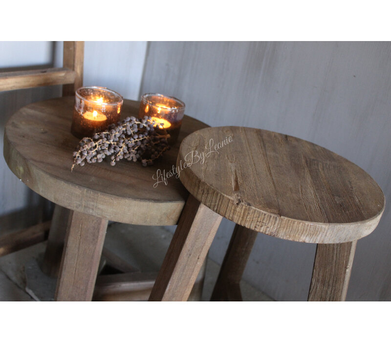 Ronde teakhouten tafel set 40 en 46 cm