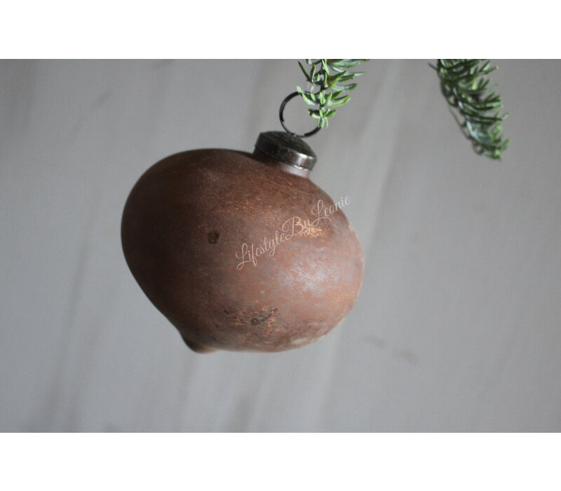 Glazen roest kerstbal onion 10 cm