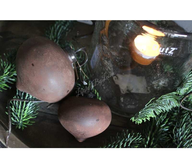 Glazen roest kerstbal onion 10 cm