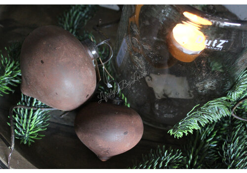 Glazen roest kerstbal onion 8 cm