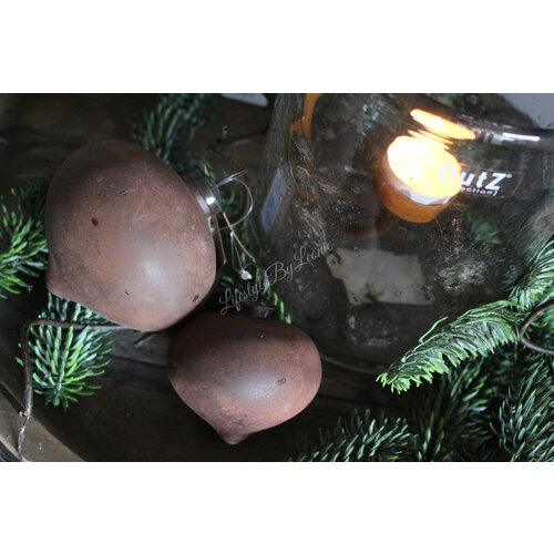 Glazen roest kerstbal onion 8 cm 