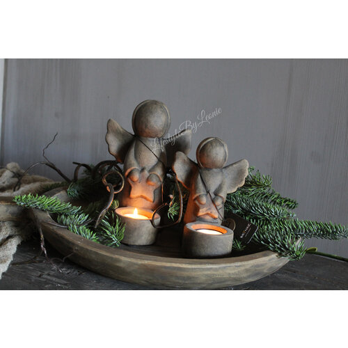 Brynxz waxinelichthouder angel with star Brown 16 cm 