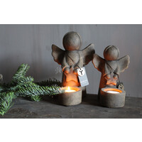Brynxz waxinelichthouder angel with star Brown 16 cm