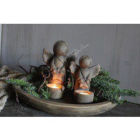 Brynxz waxinelichthouder angel with star Brown 20 cm