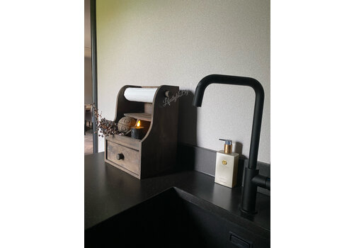 Houten gruttersbak / keukenrolhouder Brown wash 35 x 26 cm