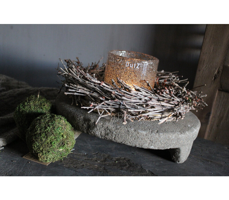 Authentieke ronde stenen japati plate