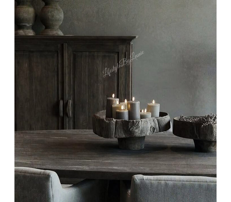 Luksa authentieke boomstam schaal op voet Susi 45 x 20 cm