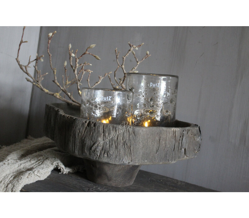 Luksa authentieke boomstam schaal op voet Susi 45 x 20 cm