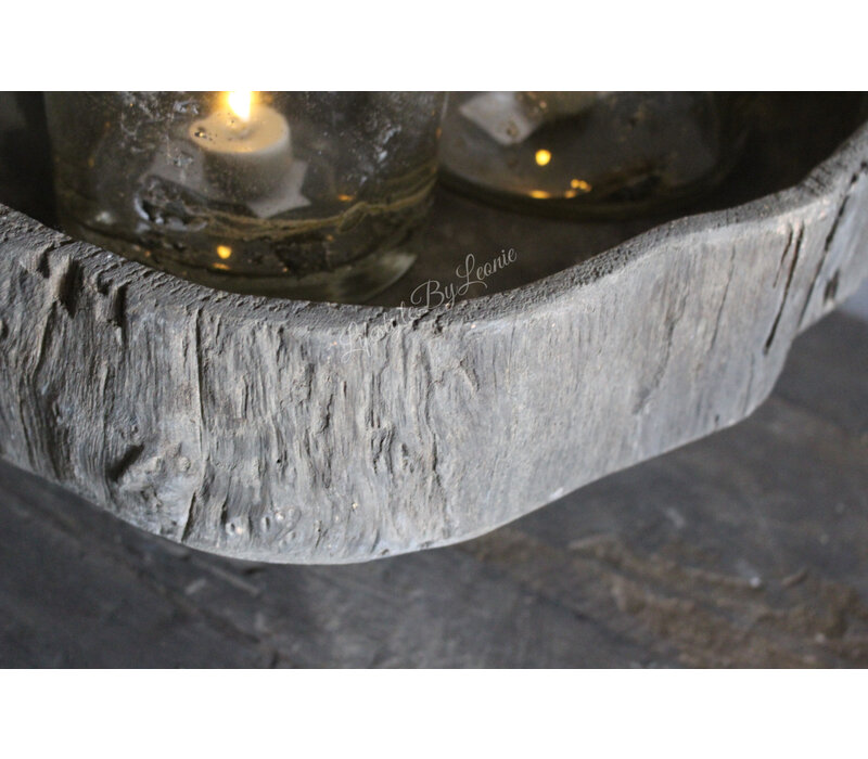 Luksa authentieke boomstam schaal op voet Susi 45 x 20 cm
