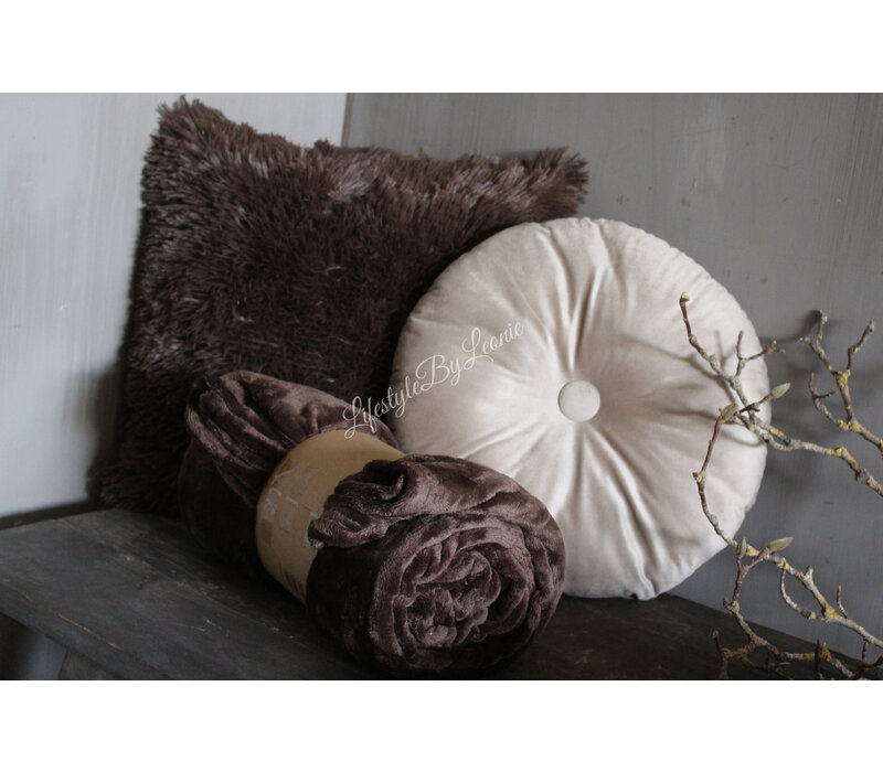 Fluffy bont kussen Chocolate Martini 45 cm